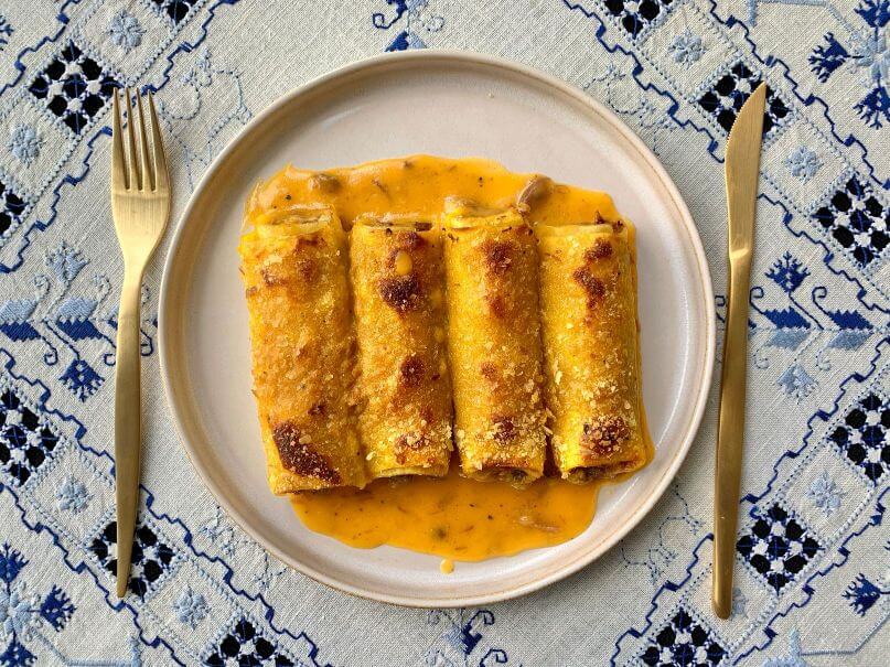 Canelones de pato trufado